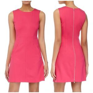 Diane von Furstenburg Carpreena Mini Hot Pink Sleeveless Dress w/ Pockets Sz 4